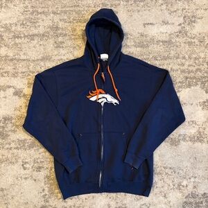 2000s NFL Team Apparel Broncos Embroidered Center Logo Full Zip Hoodie